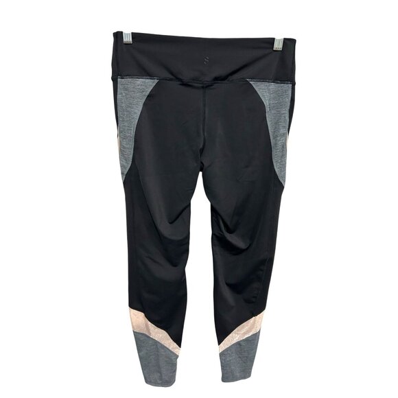 H&M Sport Womens Black and Gray Colorblock Athletic Leggings SZ Large - Picture 2 of 9